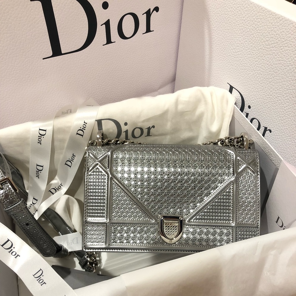 Diorama Silver Metallic Calfskin